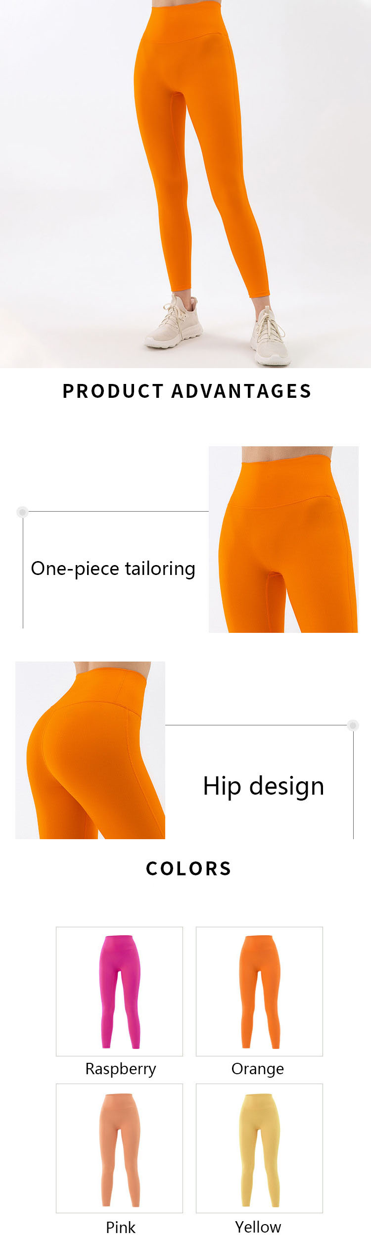 The use of structure is the top priority of orange yoga pants design