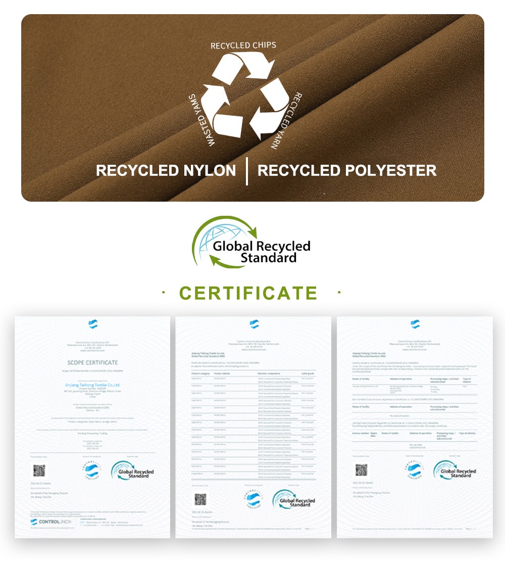 certificate of recycled fabrics